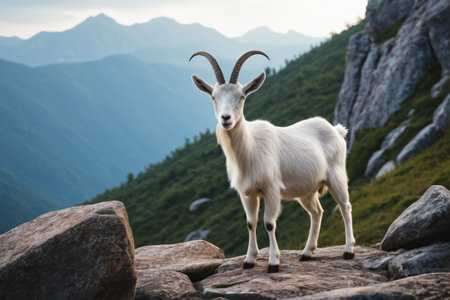 Goats on the mountain rocksの素材