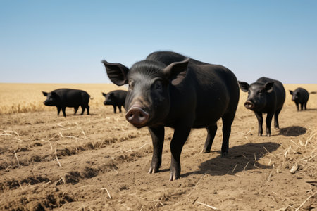 Black pigs in the fieldsの素材