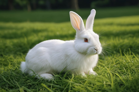 White rabbit on the grassの素材