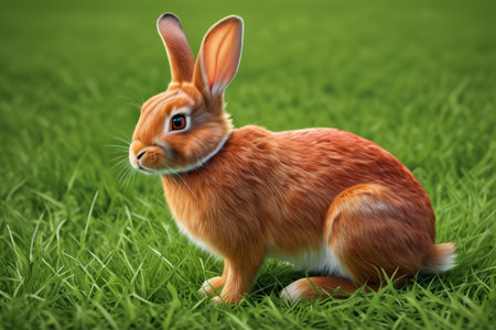 Orange Rabbit on the Grassの素材