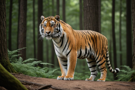 Tiger standing in the forestの素材