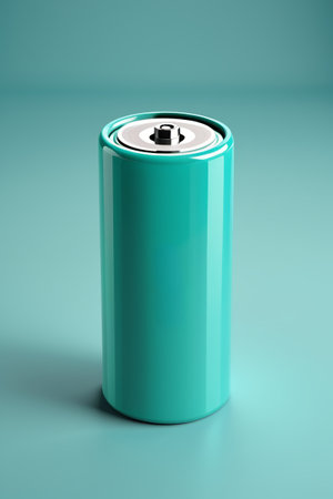 Close up of green cylindrical batteryの素材