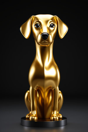 Gold Metal Textured Puppy 3D Modelの素材
