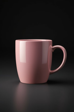 Pink ceramic cup still life close upの素材