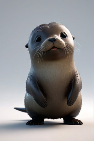 Cute cartoon sea otter image materialの素材