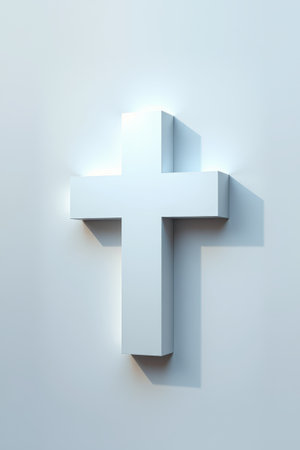 White three dimensional cross wall displayの素材