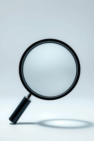 Close up of black magnifying glassの素材