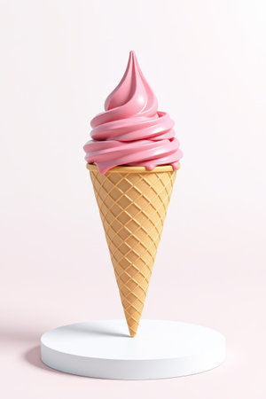 Pink ice cream cone close upの素材