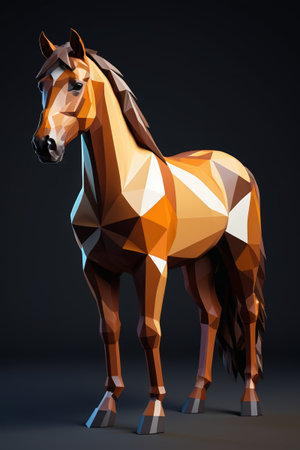 Low Polygon Style Standing Horseの素材