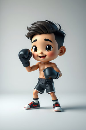 Cartoon boy boxing posture imageの素材
