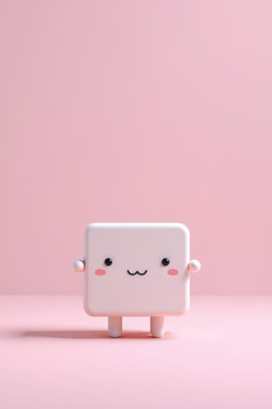 Cute square cartoon image with pink backgroundの素材
