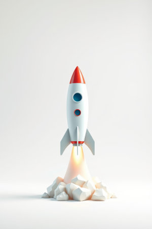 Cartoon rocket launch sceneの素材