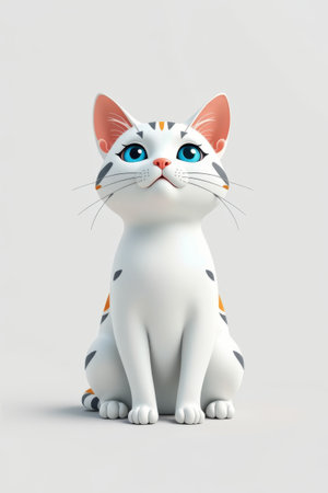 Cute cartoon cat sitting frontallyの素材