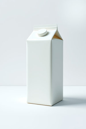 Close up of white milk packaging boxの素材