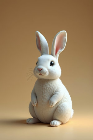 Standing white cute bunnyの素材