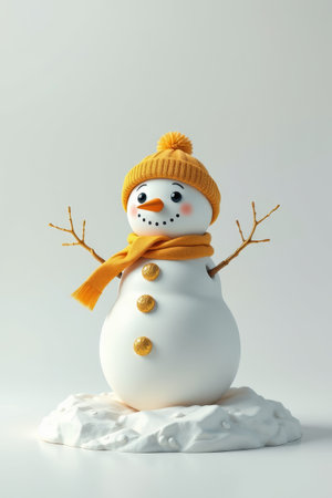 Cute snowman with hat and scarfの素材