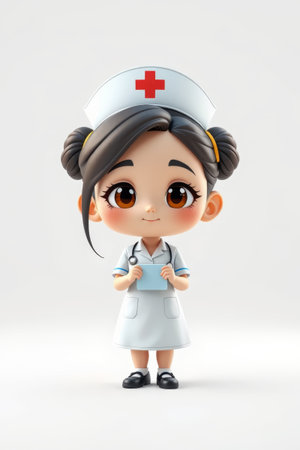 Cartoon nurse holding card imageの素材