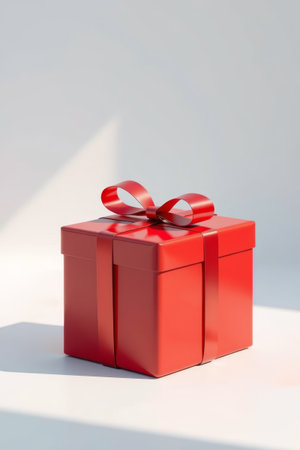 Red Gift Box with Bow Close upの素材