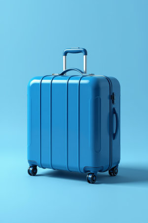 Blue travel suitcase displayの素材