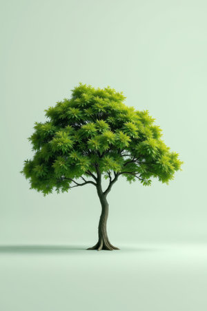 Close up of a single green treeの素材