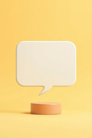 White dialogue bubble model on yellow backgroundの素材