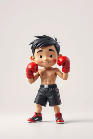 Cartoon boxing boy imageの素材