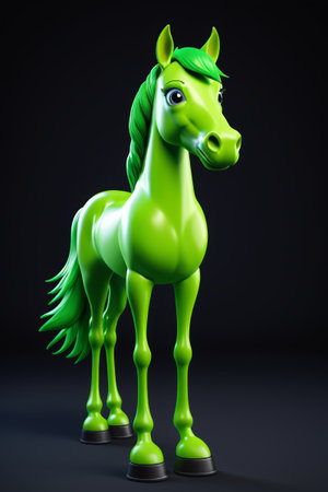 Green Cartoon Horse 3D Modelの素材