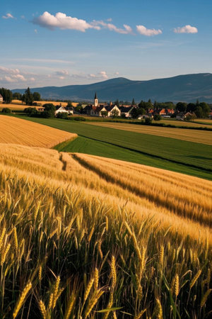 Field Rural Village Scenery Field Sceneryの素材