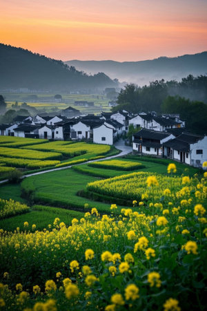 Rural Village PastoralSceneryDay Scenery Colorの素材