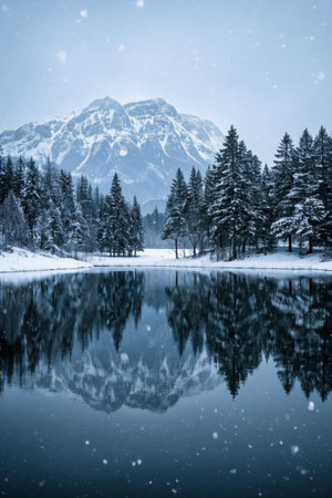 Snow MountainForestSnow Scenery Invertedの素材