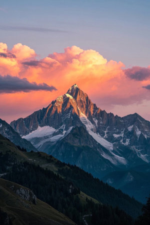 Sunset Snow Mountain Color Landscapeの素材