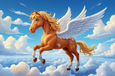 Flying golden winged Pegasusの素材