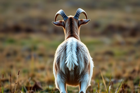 The back of a goat standing in the fieldの素材