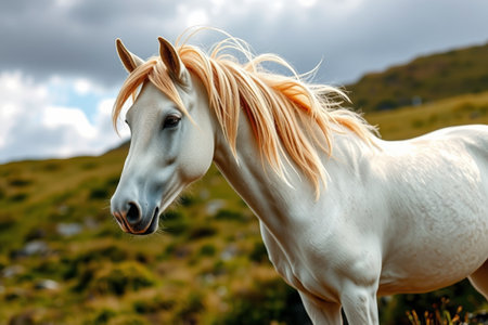 White Matt writes on the outdoor grasslandの素材