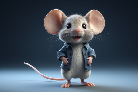 Cute anthropomorphic mouse in a denim jacketの素材