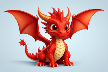 Red cartoon dragon imageの素材