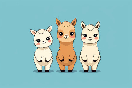 Three Cute Alpacas Illustrationsの素材