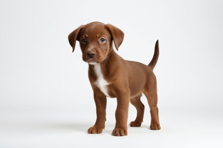 Close up of a brown puppy standingの素材