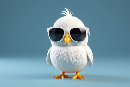 Cartoon bird image wearing sunglassesの素材