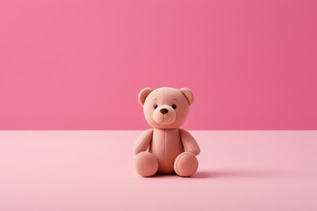 Teddy bear doll on pink backgroundの素材