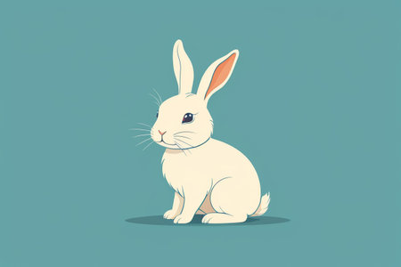Cute White Rabbit Illustrationの素材