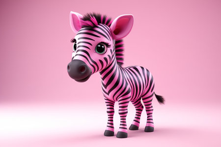 Pink cartoon zebra image materialの素材