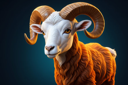 Long horned goat close up materialの素材