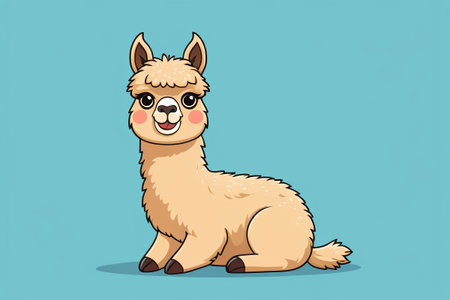 Cartoon alpaca sitting imageの素材