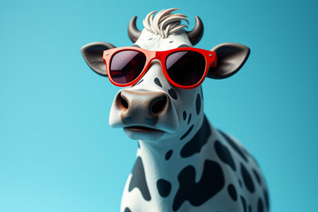 Cartoon cow with red sunglassesの素材