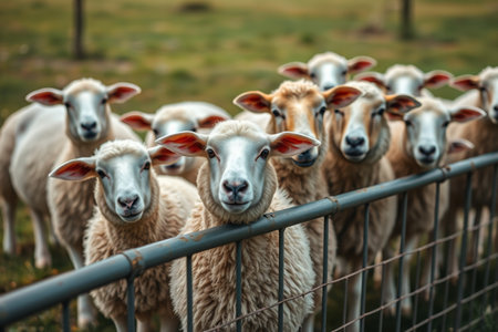 Close up of the sheep at the fenceの素材