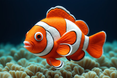 Orange clownfish swim among the coralsの素材