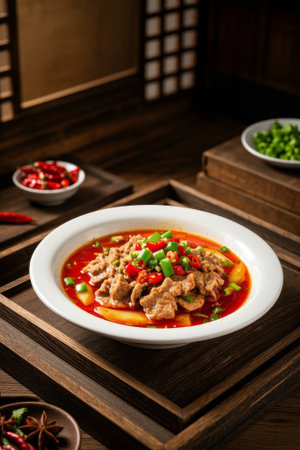 Delicious braised pork slices for the Chinese tableの素材