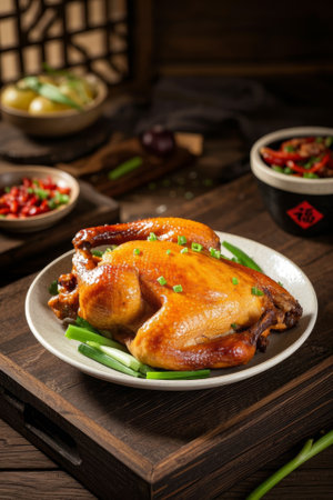 Grilled Chicken Cuisine on a Chinese Tableの素材