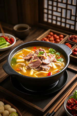 Chinese style mutton soup food sceneの素材